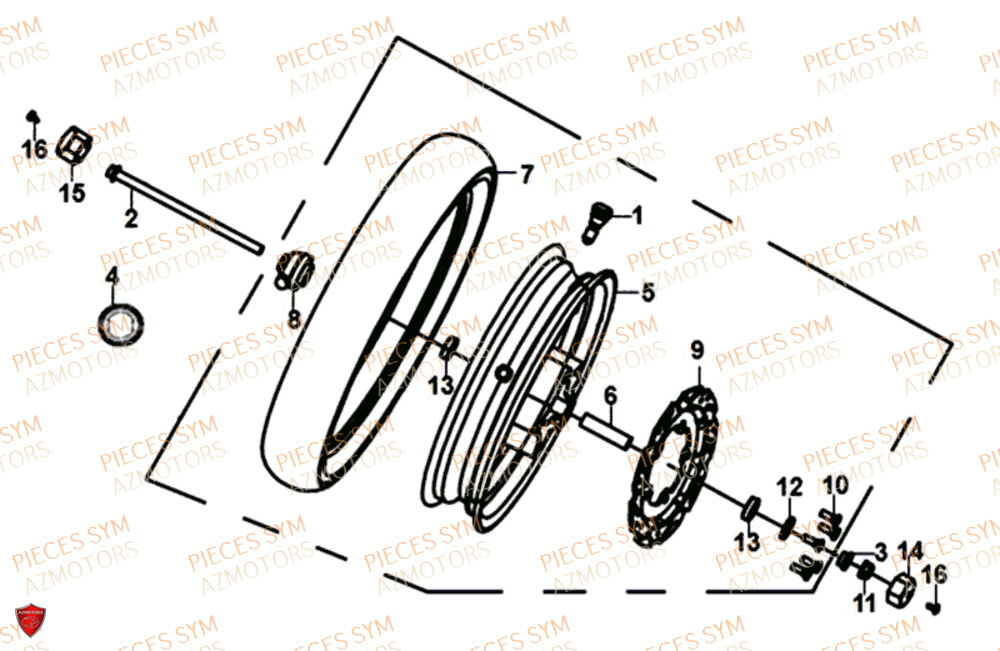 Roue Avant SYM Pièces JET 14 125 XB1 EURO 4 - XC12WW-EU (2017-2020) 