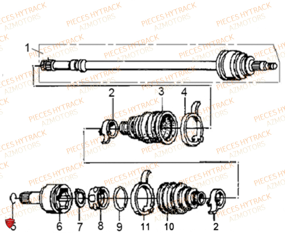 Cardan De Roue 1 Cannelure HYTRACK Pieces SSV JOBBER 1100 DMAXX BASIC