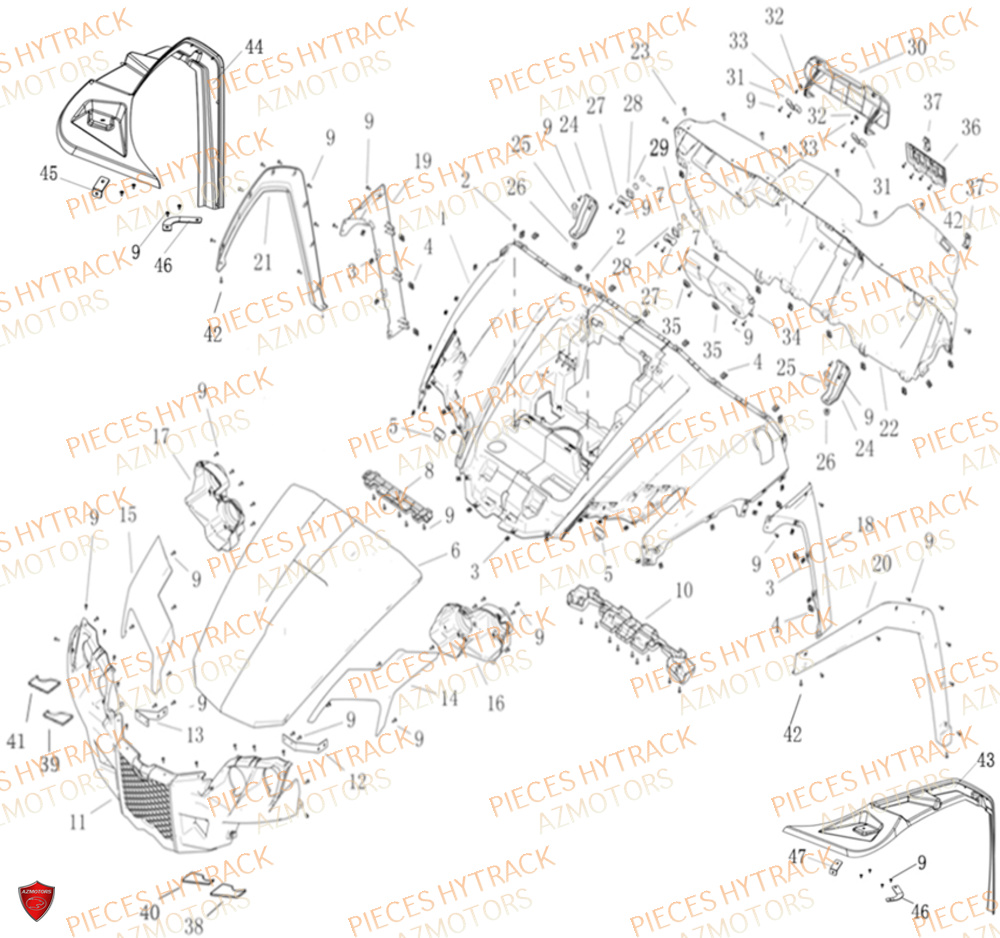 Carrosserie Avant Decoration HYTRACK Pieces SSV JOBBER 1100 DMAXX BASIC