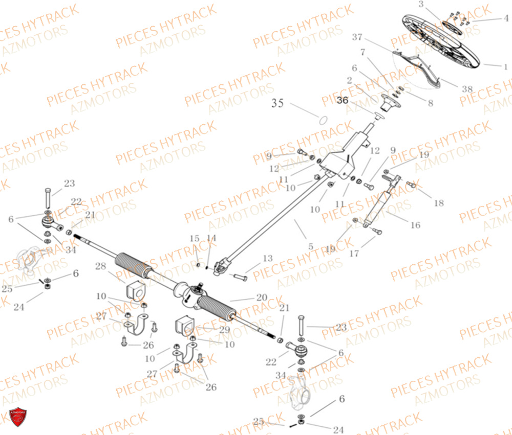 Colonne De Direction HYTRACK Pieces SSV JOBBER 1100 DMAXX BASIC