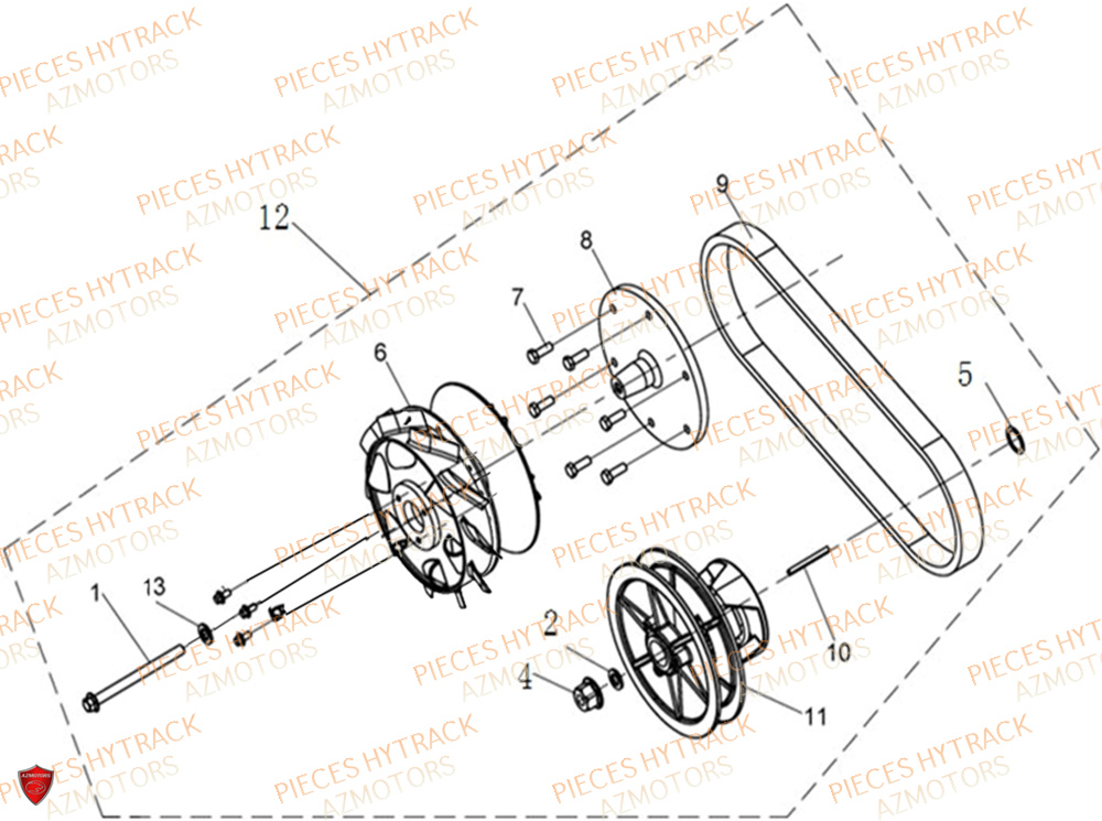 Ensemble Variateur HYTRACK Pieces SSV JOBBER 1100 DMAXX BASIC