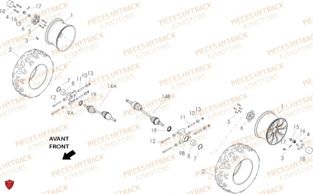 ROUE ARRIERE DROITE ARRIERE GAUCHE HYTRACK JOBBER 1100 DMAXX BASIC