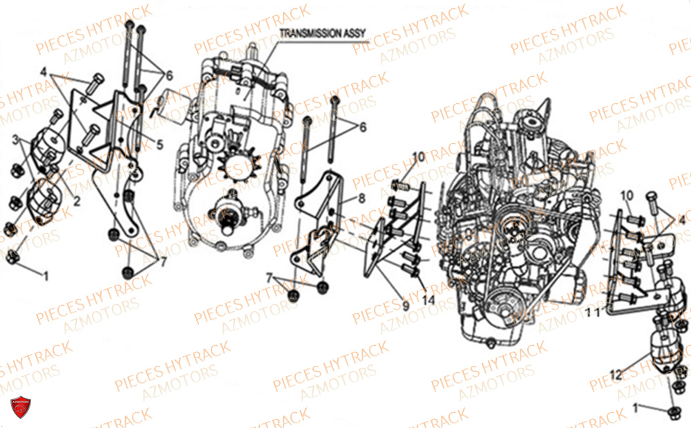 SUPPORTS MOTEUR ET BOITE DE VITESSES HYTRACK JOBBER 1100 DMAXX BASIC