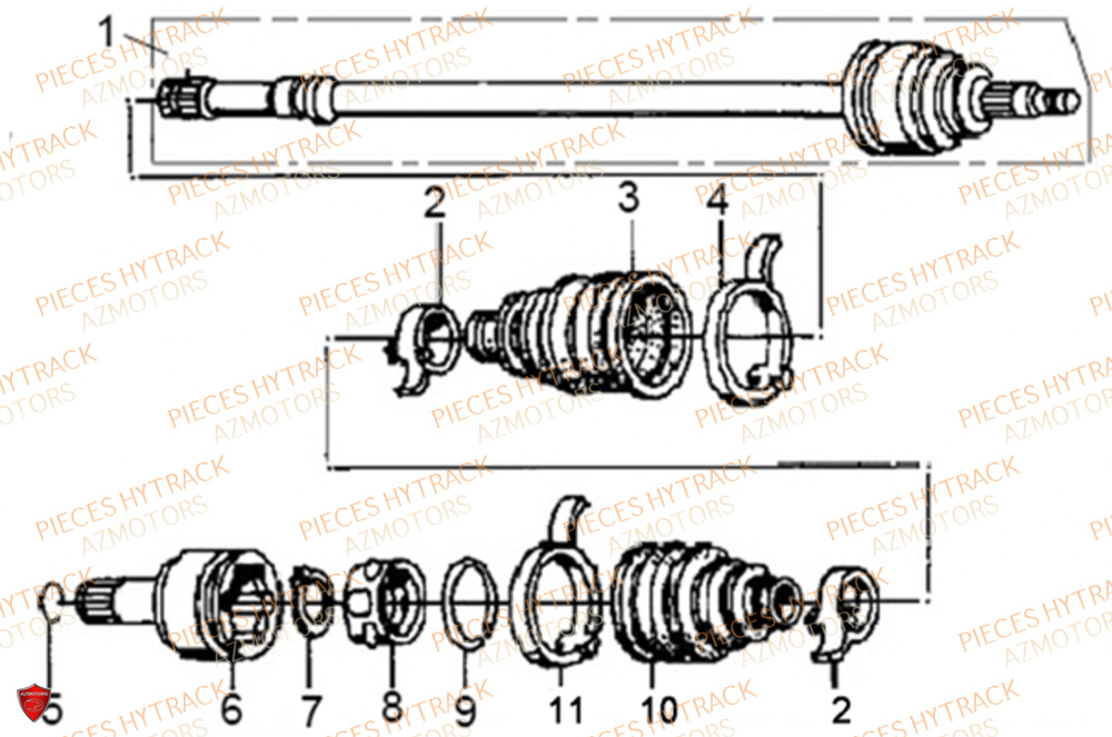 CARDAN DE ROUE 1 CANNELURE HYTRACK JOBBER 1100 DMAXX FULL