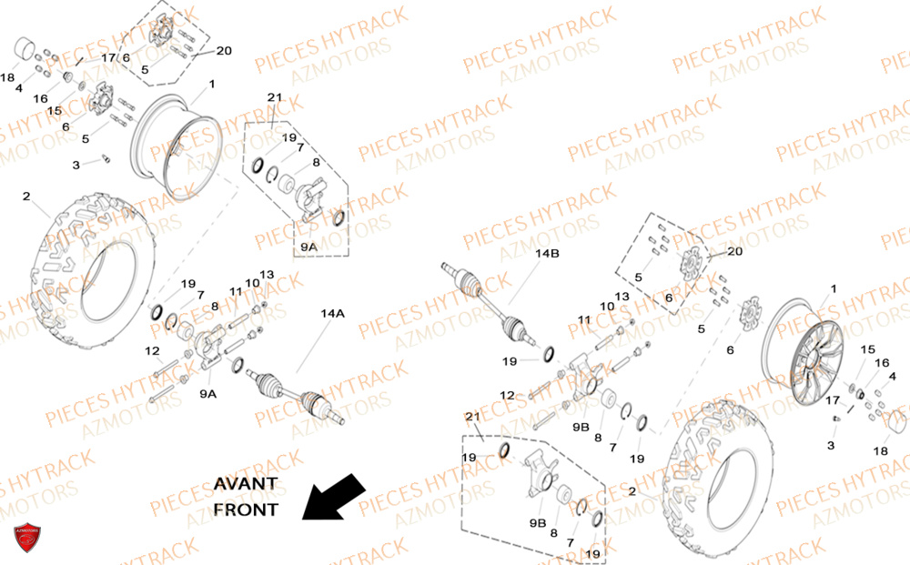 ROUE ARRIERE DROITE ARRIERE GAUCHE HYTRACK JOBBER 1100 DMAXX FULL