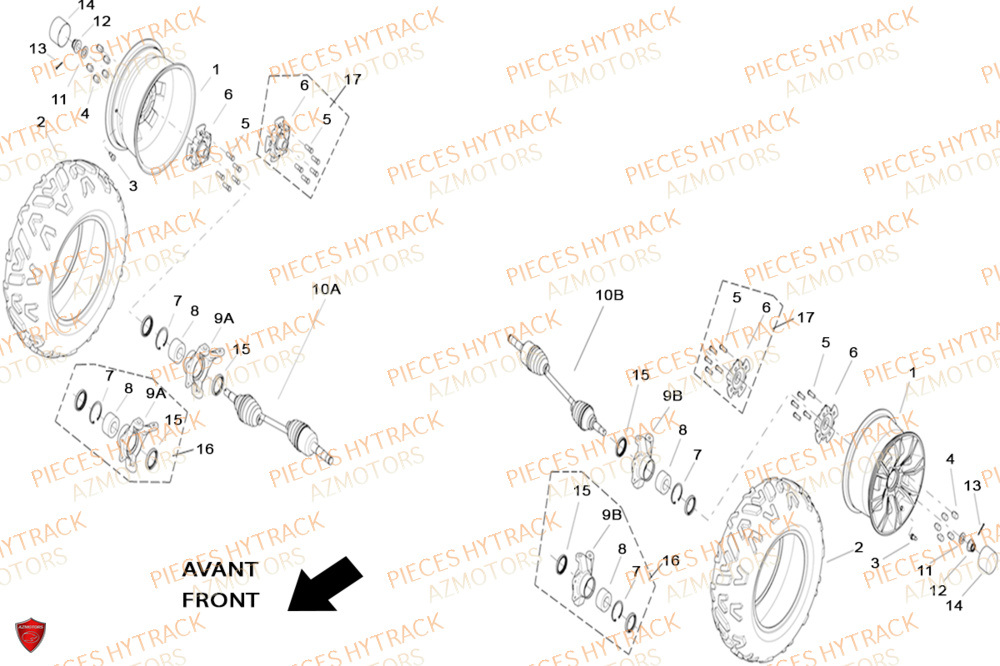 ROUE AVANT DROITE AVANT GAUCHE HYTRACK JOBBER 1100 DMAXX FULL