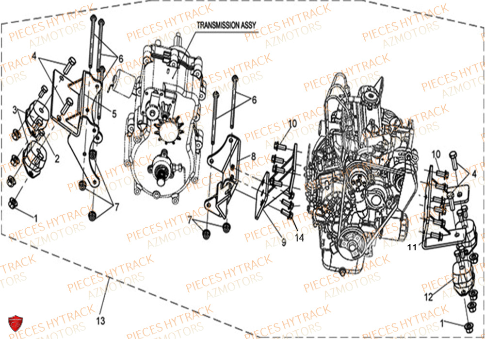 SUPPORTS MOTEUR ET BOITE DE VITESSES HYTRACK JOBBER 1100 DMAXX FULL