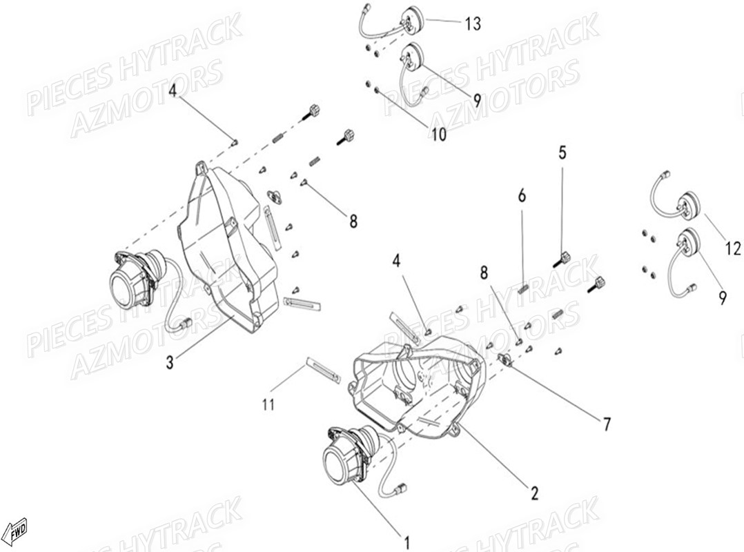 FEUX DE ROUTE ET FEUX ARRIERE HYTRACK JOBBER T BOSS 500