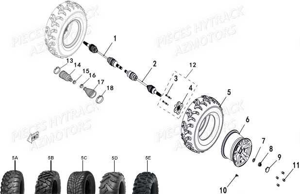 Roues Arriere HYTRACK Pieces SSV JOBBER T-BOSS 500 EFI EURO 4