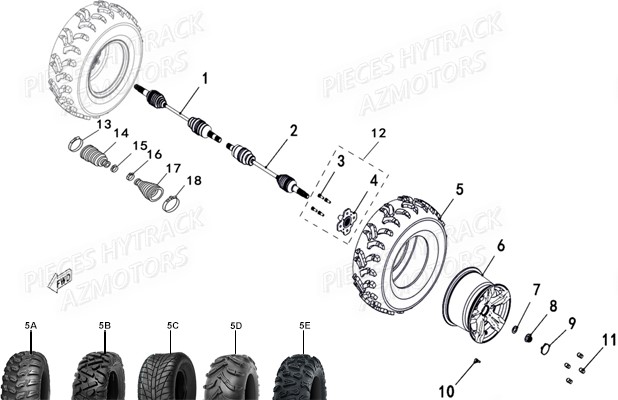 PNEU URIDE P377 25X8-12 4 PLIS pour ROUES AVANT de JOBBER T-BOSS 500