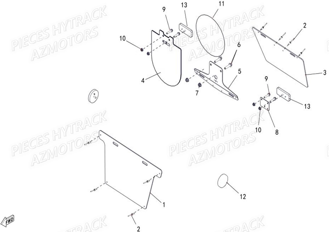 Supports Plaque Immatriculation HYTRACK Pieces SSV JOBBER T-BOSS 500 EFI EURO 4