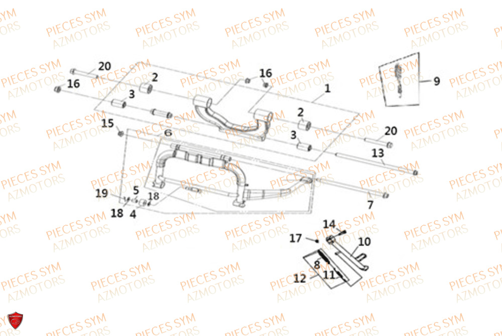 Bequille Centrale Et Laterale SYM Pièces JOYMAX Z 125 - LW12W1-EU (2019-2020)