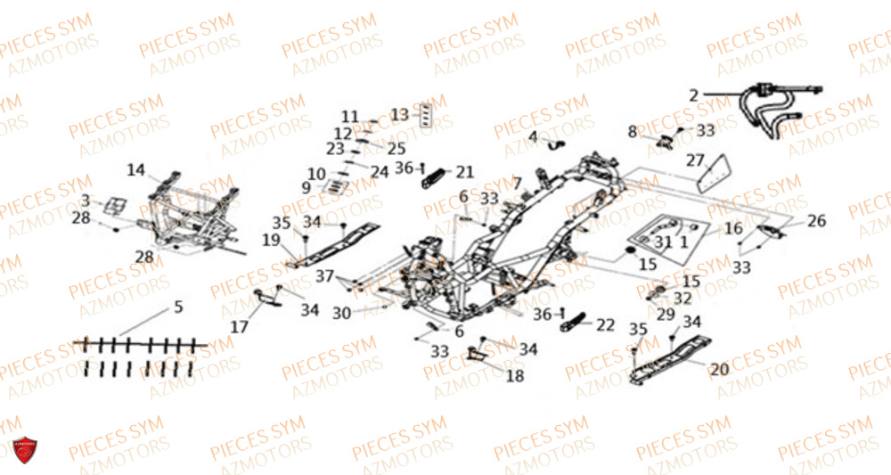 Cadre SYM Pièces JOYMAX Z 125 - LW12W1-EU (2019-2020)