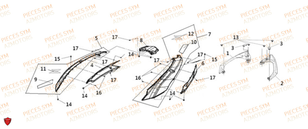 Carenages Arrieres SYM Pièces JOYMAX Z 125 - LW12W1-EU (2019-2020)