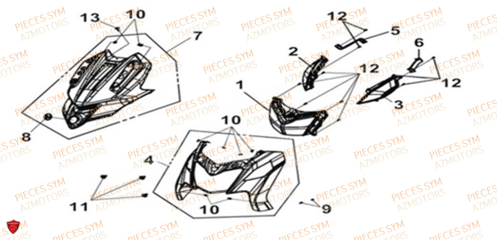 Carenage Avant SYM Pièces JOYMAX Z 125 - LW12W1-EU (2019-2020)