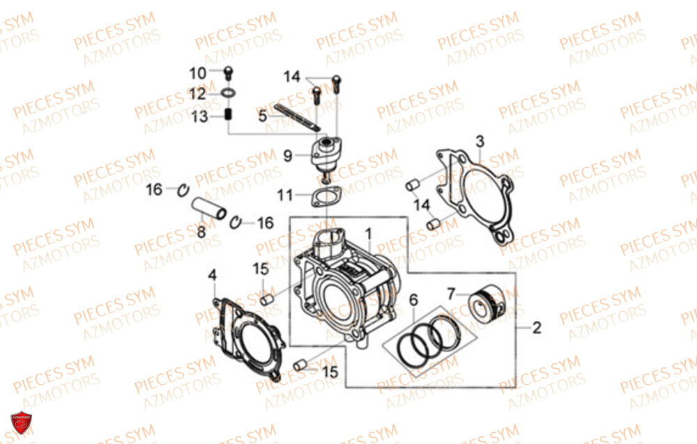 Ensemble Cylindre SYM Pièces JOYMAX Z 125 - LW12W1-EU (2019-2020)