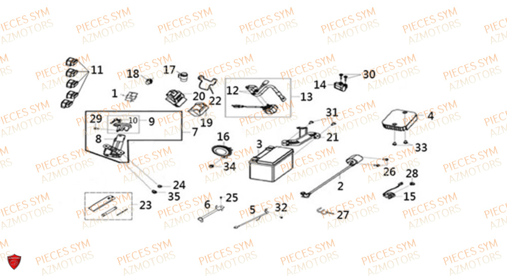 Equippement Electrique Batterie SYM Pièces JOYMAX Z 125 - LW12W1-EU (2019-2020)