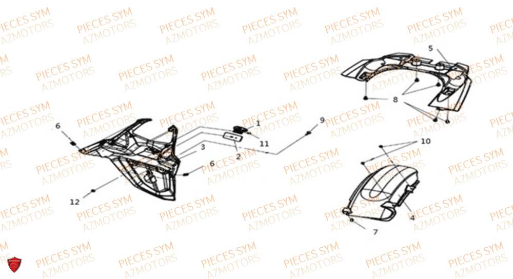 Garde Boue Arriere SYM Pièces JOYMAX Z 125 - LW12W1-EU (2019-2020)