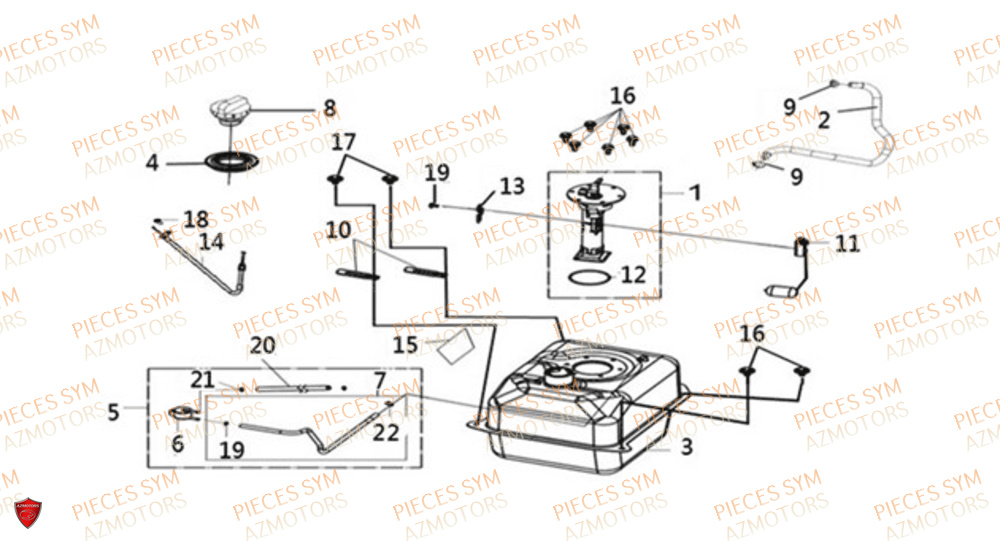 Reservoir A Carburant SYM Pièces JOYMAX Z 125 - LW12W1-EU (2019-2020)