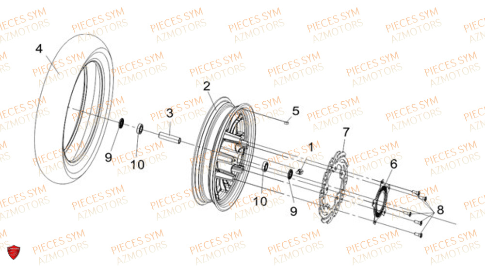 Roue Avant SYM Pièces JOYMAX Z 125 - LW12W1-EU (2019-2020)