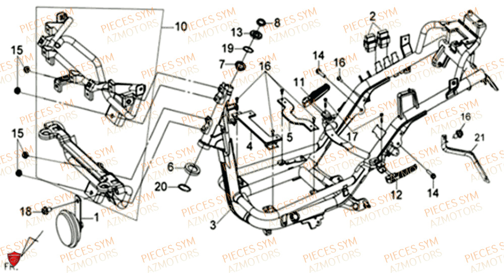 Cadre SYM Pièces JOYRIDE S 125I - F12W2-EU (2017-2019)