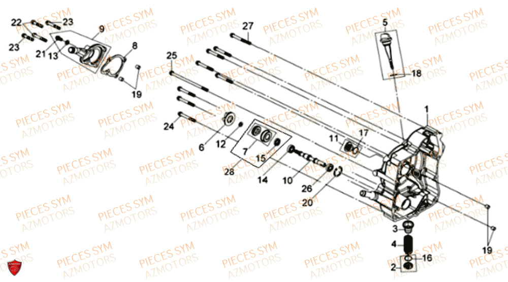 COUVERCLE DE CARTER DROIT POMPE A EAU SYM JOYRIDE S 125I