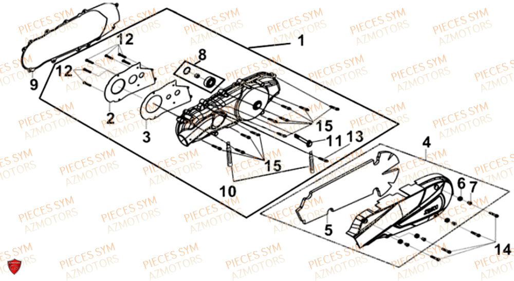 COUVERCLE DE CARTER GAUCHE SYM JOYRIDE S 125I