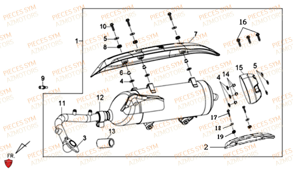 Echappement SYM Pièces JOYRIDE S 125I - F12W2-EU (2017-2019)