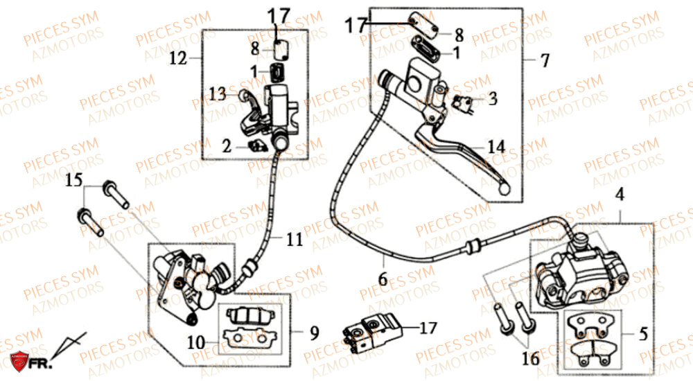 Freinage SYM Pièces JOYRIDE S 125I - F12W2-EU (2017-2019)