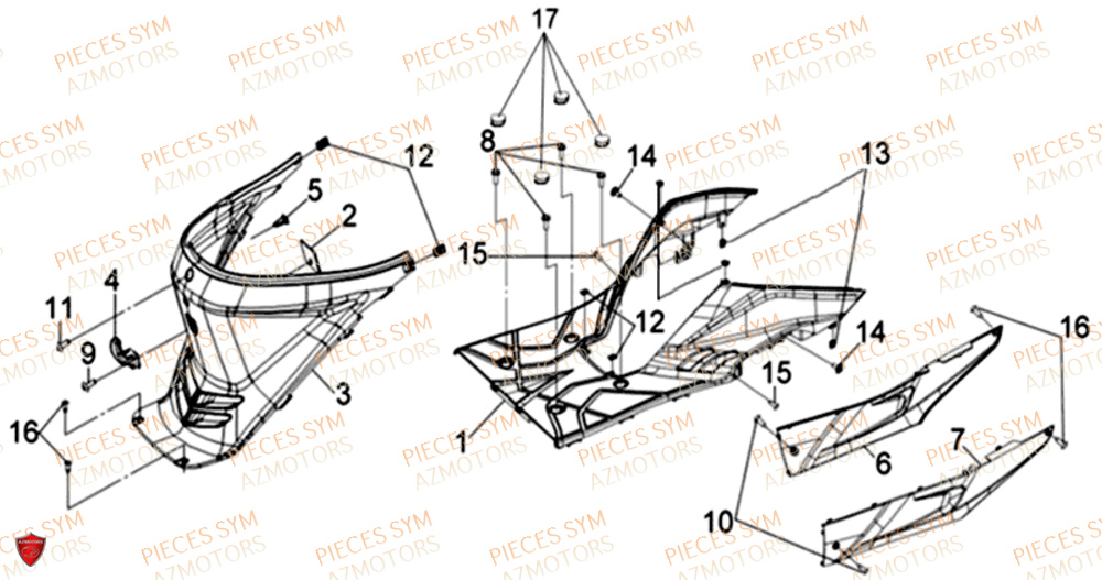 Plancher SYM Pièces JOYRIDE S 125I - F12W2-EU (2017-2019)