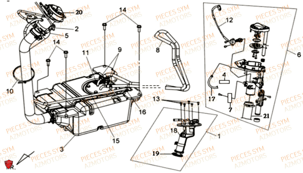 Reservoir A Carburant SYM Pièces JOYRIDE S 125I - F12W2-EU (2017-2019)