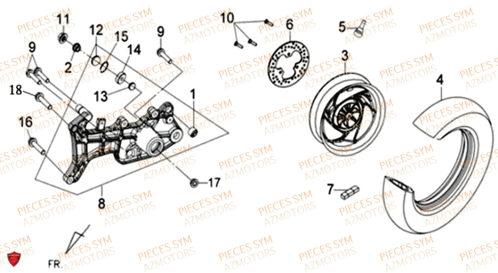 Roue Arriere SYM Pièces JOYRIDE S 125I - F12W2-EU (2017-2019)