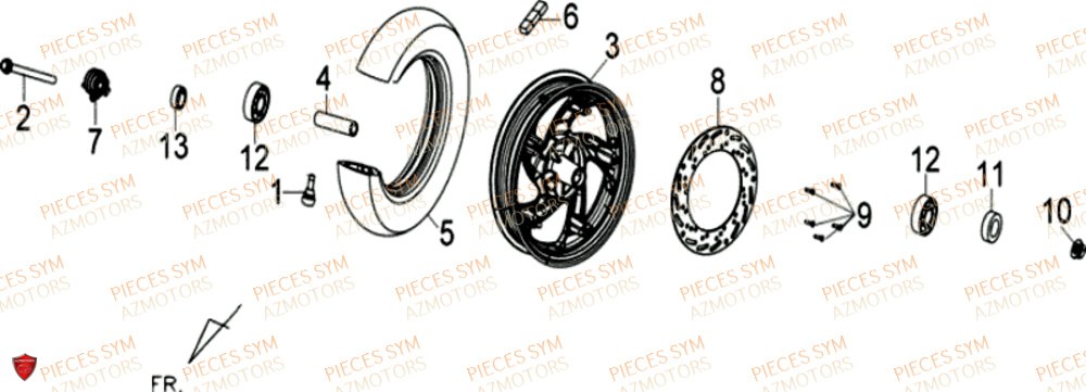 Roue Avant SYM Pièces JOYRIDE S 125I - F12W2-EU (2017-2019)