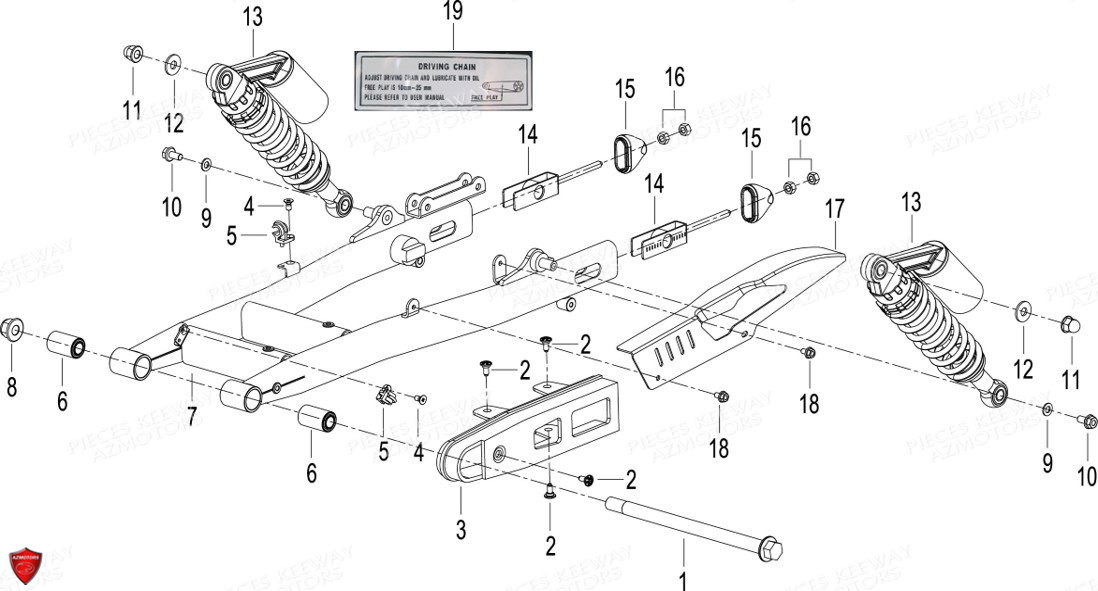 Bras Oscillant Amortisseur KEEWAY Pieces KEEWAY K-LIGHT 125 Euro4 (Depuis 2018)