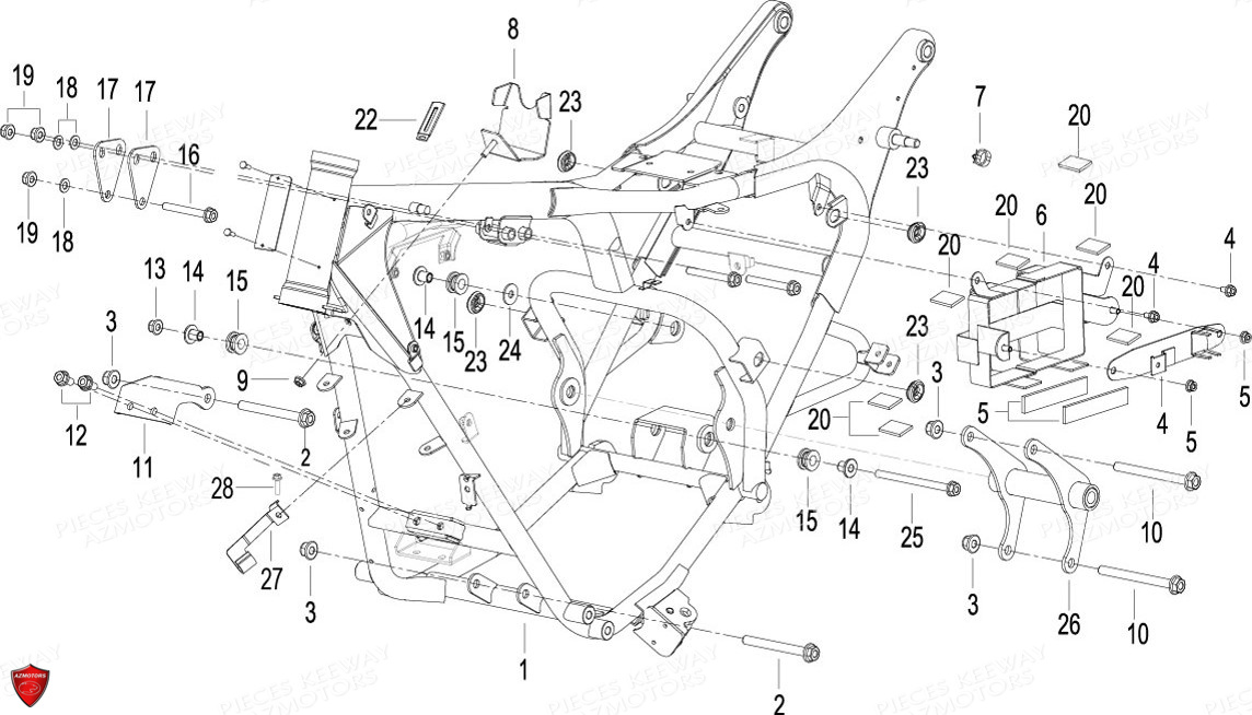 Cadre Chassis KEEWAY Pieces KEEWAY K-LIGHT 125 Euro4 (Depuis 2018)