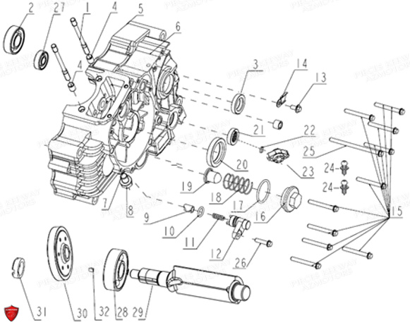 Carter Moteur Gauche KEEWAY Pieces KEEWAY K-LIGHT 125 Euro4 (Depuis 2018)