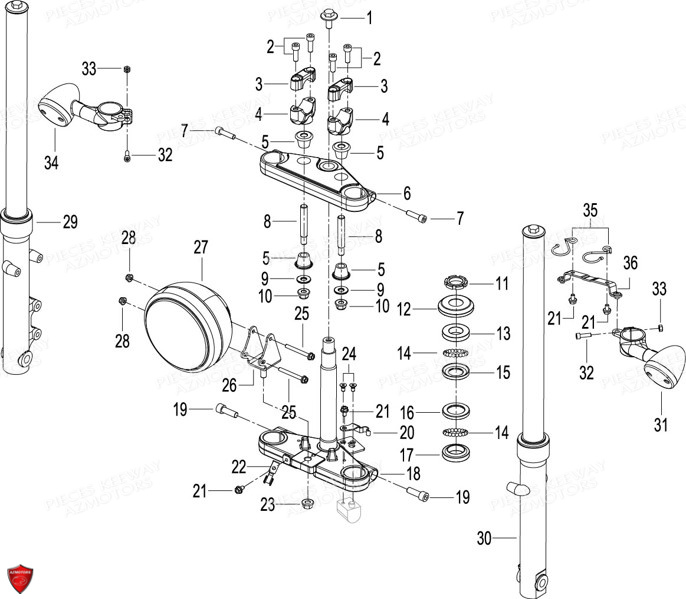 Fourche Te De Fourche Phare Clignotants KEEWAY Pieces KEEWAY K-LIGHT 125 Euro4 (Depuis 2018)