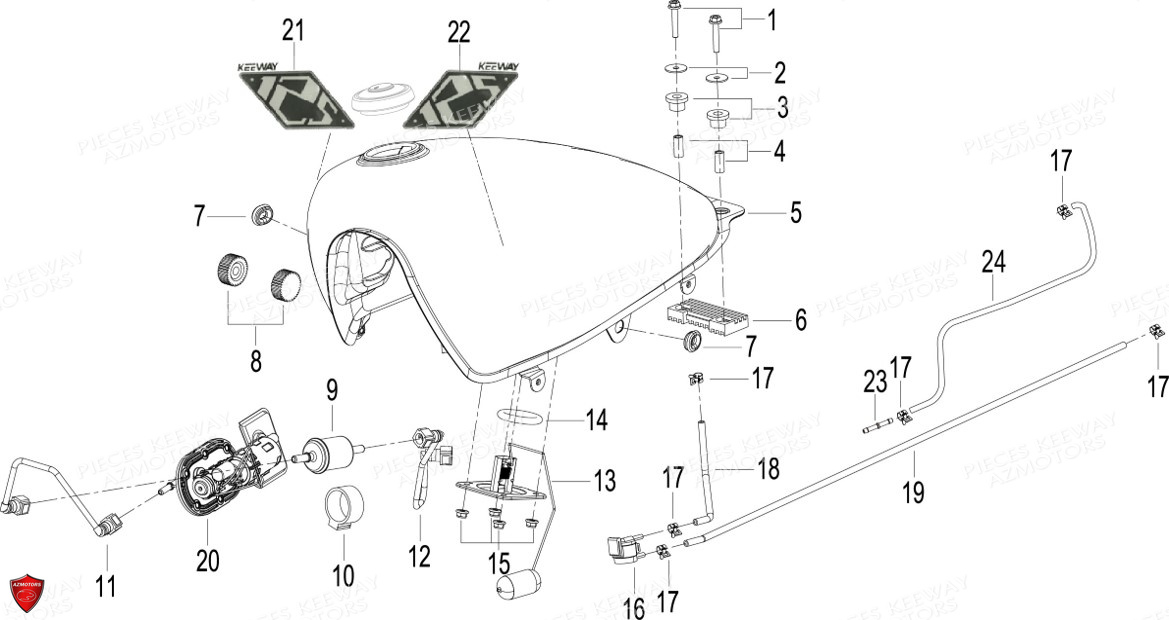 Reservoir A Carburant KEEWAY Pieces KEEWAY K-LIGHT 125 Euro4 (Depuis 2018)