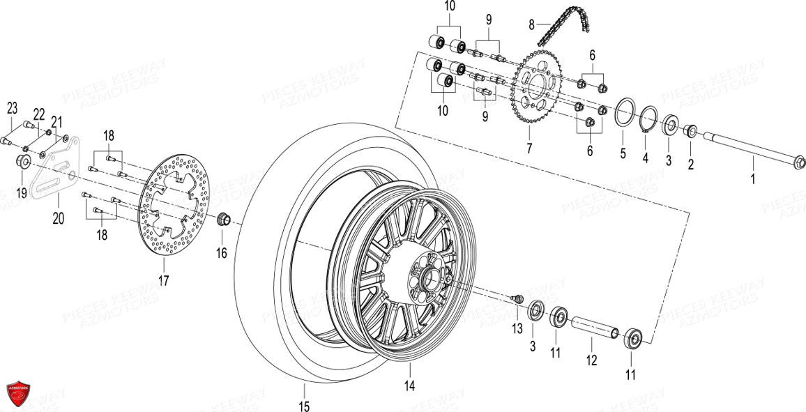 ROUE ARRIERE KEEWAY K LIGHT 125 E4