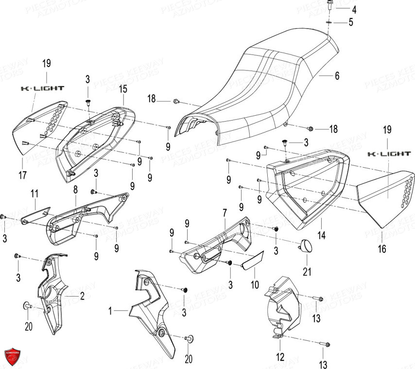 SELLE CARENAGES LATERAUX pour K-LIGHT 125 E4