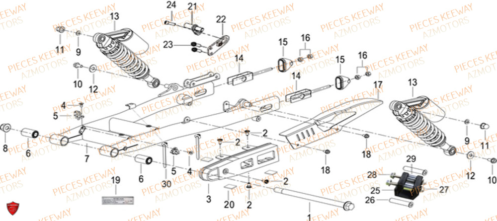 Amortisseur Bras Oscillant KEEWAY Pieces KEEWAY K-LIGHT 125 Euro 5