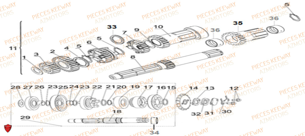 Arbre De Transmission KEEWAY Pieces KEEWAY K-LIGHT 125 Euro 5