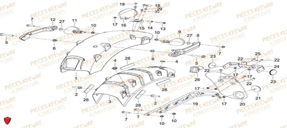 Garde Boue Arriere KEEWAY Pieces KEEWAY K-LIGHT 125 Euro 5