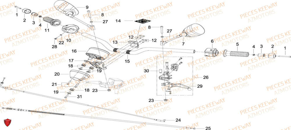 Guidon Retroviseurs Compteur KEEWAY Pieces KEEWAY K-LIGHT 125 Euro 5