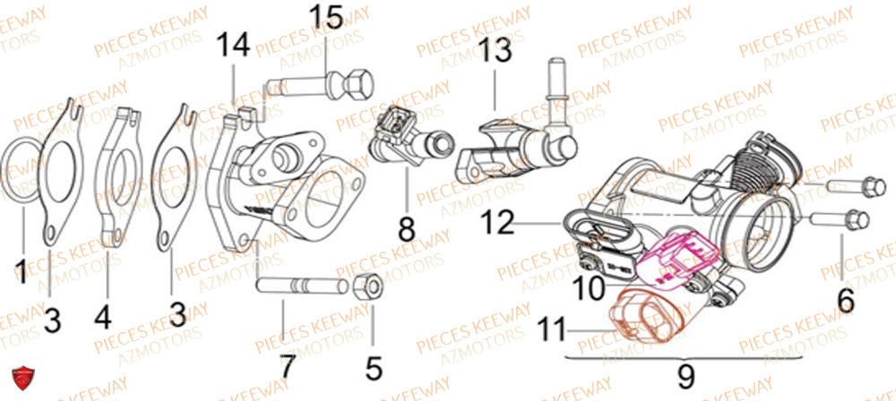 Pipe D Admission KEEWAY Pieces KEEWAY K-LIGHT 125 Euro 5