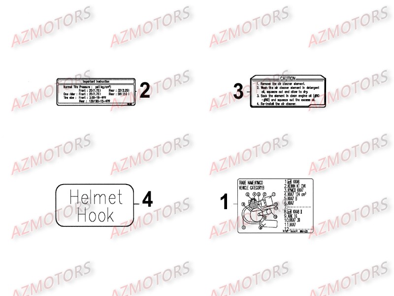 Labels KYMCO Pièces_Moto_Kymco_ZING 125_II_4T