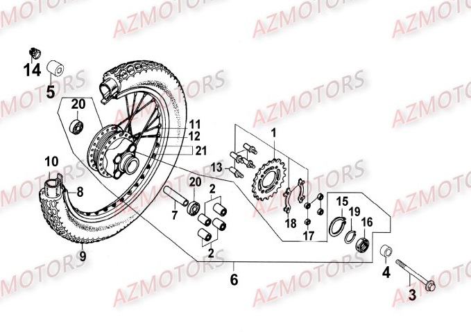 Roue Arriere KYMCO Pièces_Moto_Kymco_ZING 125_II_4T