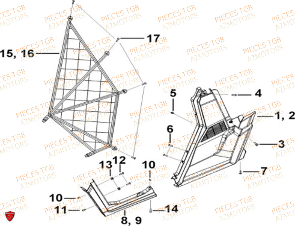 Cache Arriere  Pieces TGB UTV LANDMAX 1000