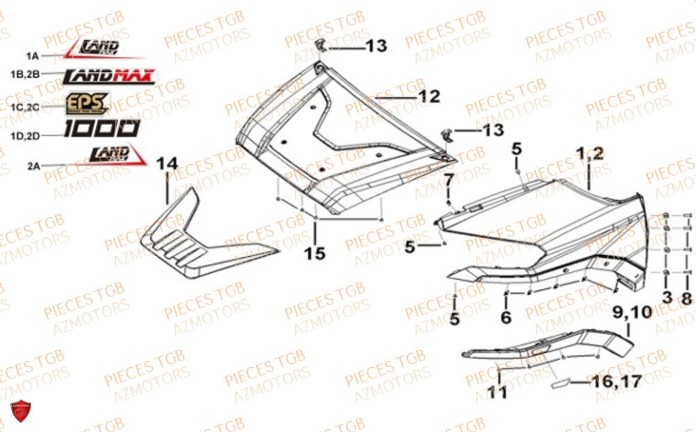 Capot Avant  Pieces TGB UTV LANDMAX 1000