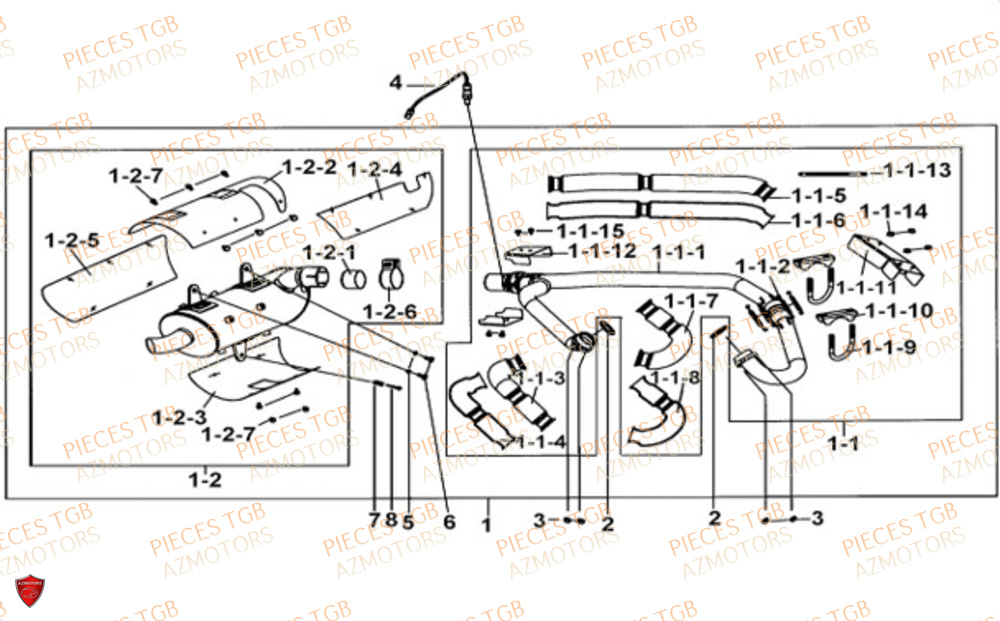 Echappement  Pieces TGB UTV LANDMAX 1000